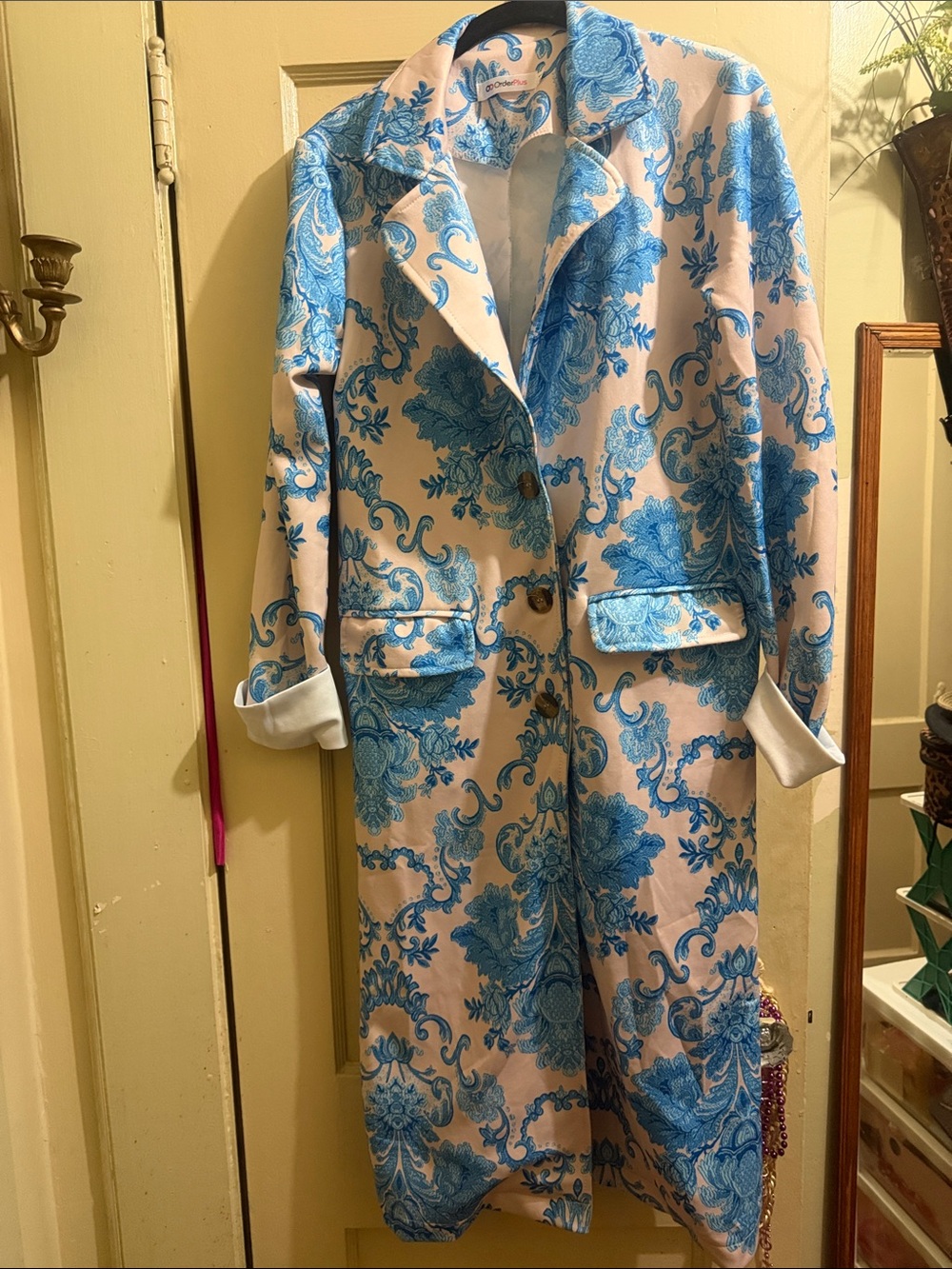 Order Plus Blue Floral Coat